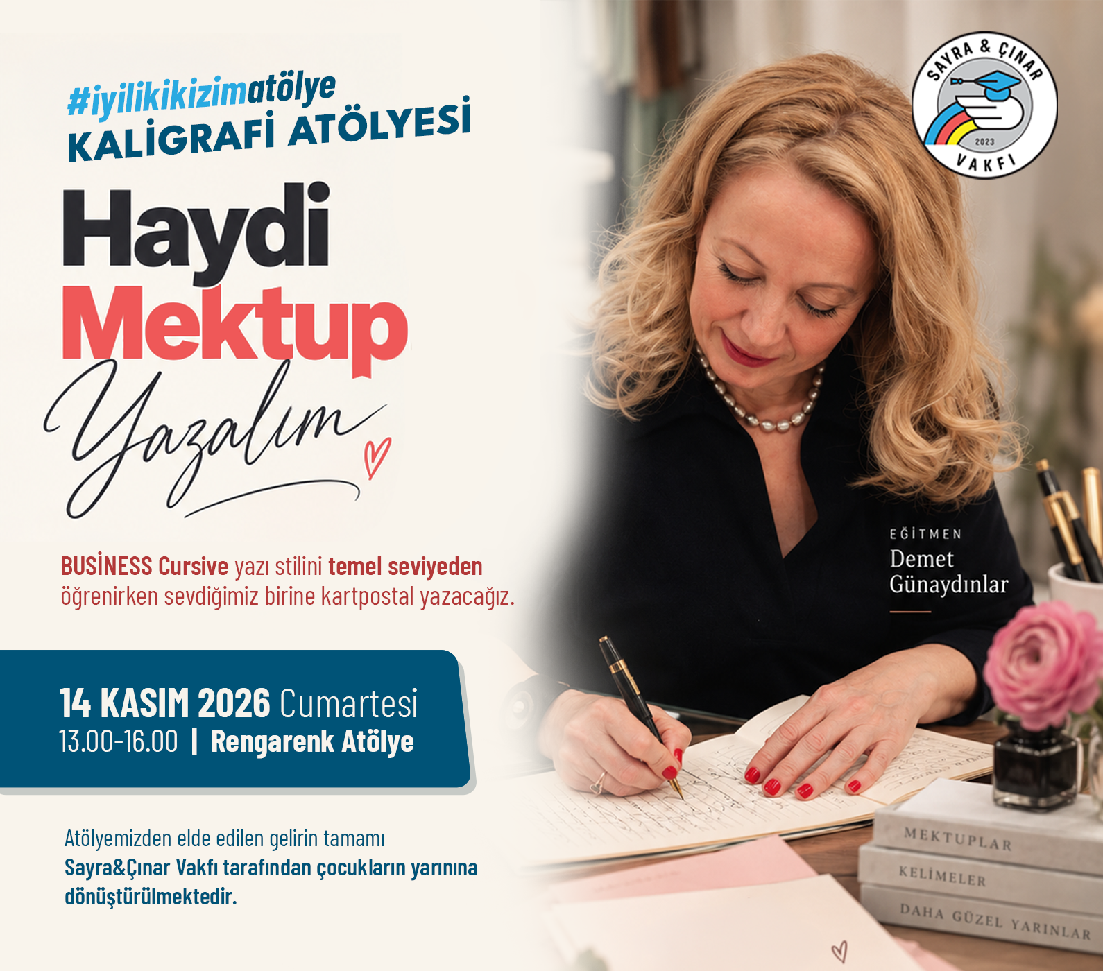 Haydi Mektup Yazalım – Kaligrafi Atölyesi | Demet Günaydınlar (14 Kasım 2026)
